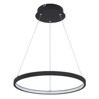 Globo Lighting Luce A Sospensione Luce A Sospensione Ad Anello Rotonda Led Lampade Da Soggiorno A Sospensione Moderne, In Metallo Nero Opaco, 1x Led 19w 800lm Bianco