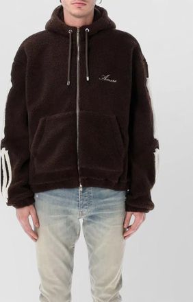 Amiri bones motif fleece hooded zip jacket