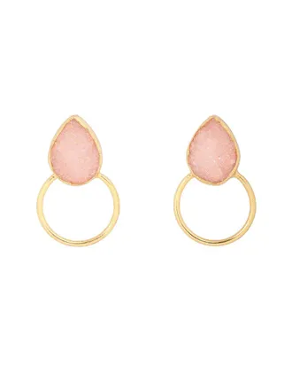 Saachi Saachi 18K Plated Druzy Cz Hoop Earrings