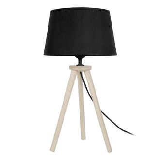 Tosel L&aacute;mpara de mesamadera Alt.44cm natural Pantalla: negro
