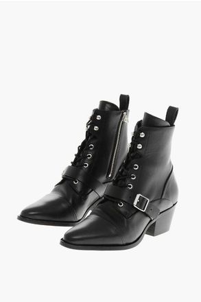 AllSaints Leather KATY Biker Ankle-Boots Heel 5.5cm size 40