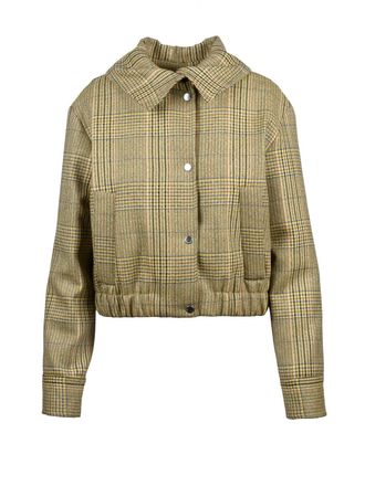Margaux Lonnberg Beige Checked Zip Virgin Wool Short Coat