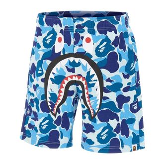 A Bathing Ape Casual Shorts, male, Blue, Size: XL ABC Camo Shark Sweat Shorts