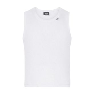 GCDS Gcds, Tops, Heren, Wit, S, Katoen, Open Knit Tank Top