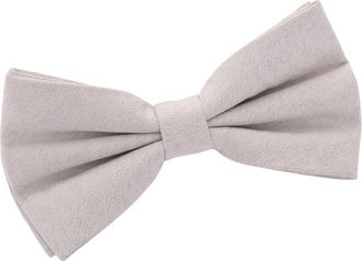 DQT Plain Suede Wedding Tuxedo Casual Pre-Tied Bow Tie for Men in Dove Grey