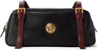 Versace Small Embl&egrave;me Medusa Leather Bowling Bag in Black Rosewood Gold at Nordstrom