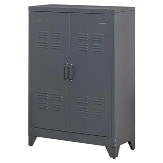 HOMCOM Armadietto Metallico 2 Ante Stile Industriale Con 2 Mensole Grigio - Homcom