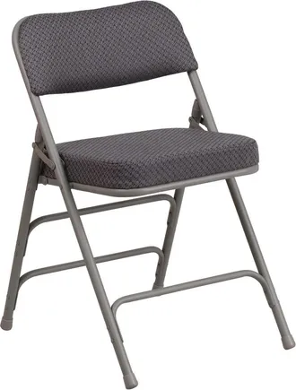 Flash Furniture HERCULES Series Premium Curved Triple Braced & Double Hinged - Gray Fabric Metal Folding Chair