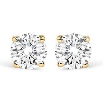 House of Brilliance 14K Gold 1.0 Cttw Lab Grown Diamond Solitaire Stud Earrings in Yellow at Nordstrom