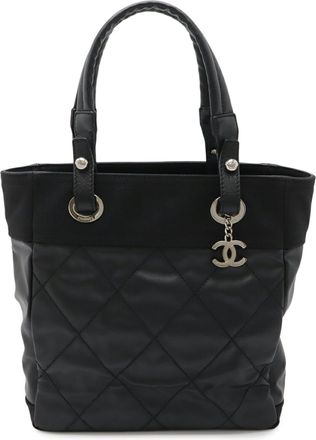 Chanel Black Coated Canvas Shoulder Bag Tote Bag (Pre-Owned)