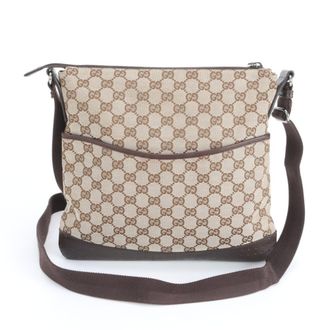 Gucci Gg Canvas Brown Gg Canvas Leather Shoulder Bag (Pre-Owned)