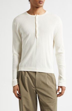 Our Legacy Fine Knit Cotton Crepe Henley in Ivory Cotton Crepe at Nordstrom, Size 40 Us