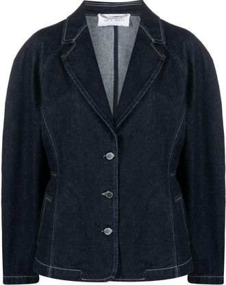 Alberta Ferretti single-breasted denim blazer - women - Cotton/Polyester/Cotton - 40 - Blue
