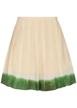 Vince Dip-dye Pleated Woven Mini Skirt - Cream - 2 (UK6 / XS)
