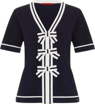 Carolina Herrera V-hals Gebreide Kleding - Dames - V-hals truien - Blauw - M - Truien & Vesten