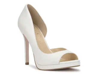 Jessica Simpson Womens Jessica Simpson Kimli Pump White Almond Toe Stiletto Heel ZAP1447