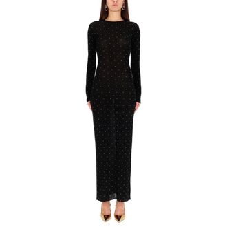 Paco Rabanne Vestido Largo de Manga Larga Adornado - Dresses - Mujer - Negro - L
