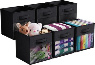 Sorbus 11In 6 Pack Collapsible Fabric Storage Bins