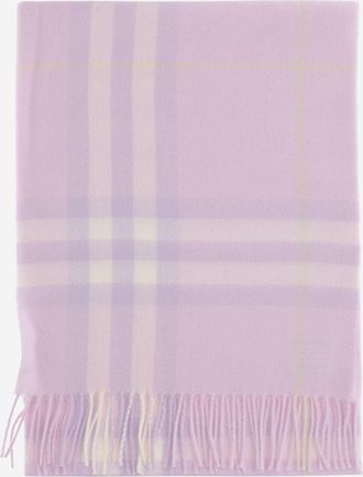Burberry Womens Cashmere Scarf With Check Pattern Pink Scarfs