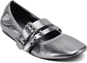 DKNY Dade Buckle Strap Ballet Flat in Nickel at Nordstrom Rack, Size 8.5