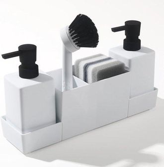 OEM Dispensador De Jab&oacute;n De Cocina Con Soporte Para Esponja Para Fregadero - Dispensador De Jab&oacute;n L&iacute;quido Para Manos Y Lavavajillas Con Cepillo