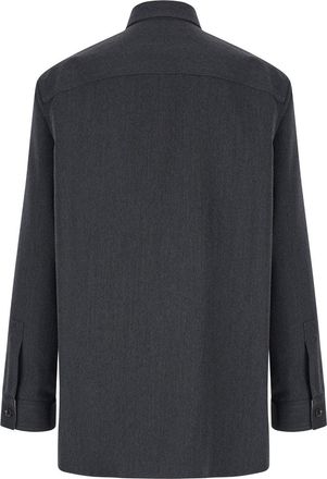 Gucci Mens Grey Wool Shirt With Pointed Collar
