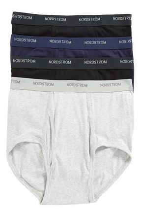 Nordstrom 4-Pack Supima Cotton Briefs in Black/Navy/Grey at Nordstrom Rack, Size 38