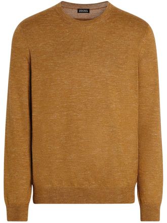 Ermenegildo Zegna mélange crew-neck sweater - men - Cashmere/Silk/Linen/Flax - 52 - Yellow