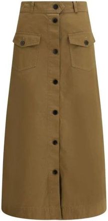 Saint Laurent Rokken, Dames, Bruin, S, Midi Rok met Knoopsluiting
