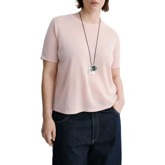 Mango Short Sleeve Sweater in Pastel Pink at Nordstrom, Size X-Small
