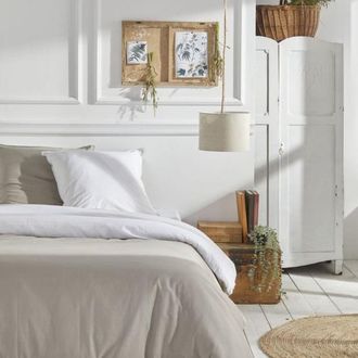 OEM Juego De Ropa De Cama De Algod&oacute;n Liso Color Beige De 140x200 Cm