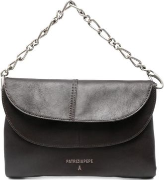 Patrizia Pepe Schoudertas met kettingband - Dames - Schoudertassen - Zwart - ONE Size - Leer - Tassen