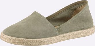Casual Looks Slipper CASUAL LOOKS, Damen, Gr. 36, eucalyptus, Veloursleder, Schuhe Slipper
