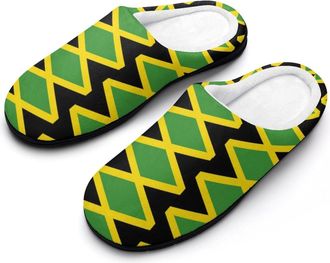 Generic Jamaica Jamaican Flag Snake Print Slippers Men Winter Warm Cotton Anti-Slip Indoor Slip-Ons House Shoes