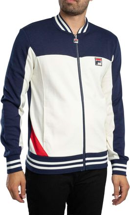 Fila Mens Oceana Panelled Track Jacket, Gardenia/Navy/Red, XXL