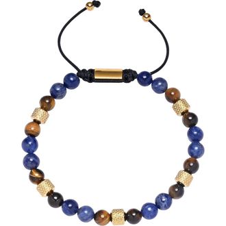 Eye Candy Los Angeles Ezra Semiprecious Stone Beaded Slider Bracelet in Gold at Nordstrom Rack