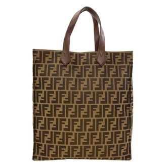 Fendi Zucca Brown Canvas Tote Bag (Pre-Owned)