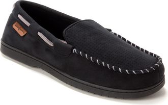 Dearfoams Keaton Microsuede Moccasin Slipper in Black Solid at Nordstrom, Size X-Large