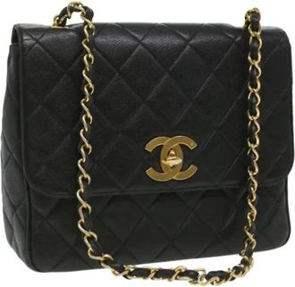 Chanel Pre-owned Vintage Cross Body Tas - Dames - Vintage Schoudertas - Zwart - ONE Size - Leer - Vintage