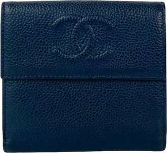 Chanel Navy Grained Calfskin Wallet (Bi-Fold) (Pre-Owned)