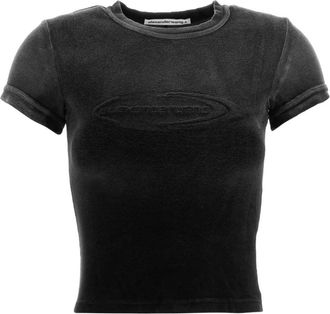 Alexander Wang Stretch Terry Fabric T-Shirt - Dames - T-shirts - Zwart - XS - Katoen - Tops