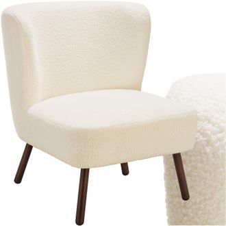 TecTake Tectake - Poltrona da cocktail Robina bouclé, imbottita, circa 120 kg - Poltrone per salotto, poltrona relax, poltrona con orecchie