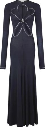 Paco Rabanne Lange Bloemenmouw Jurk voor Vrouwen - Dames - Maxi kleedjes - Zwart - XS - Kleedjes