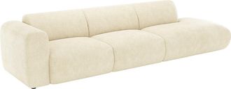 Vente-Unique Gran sof&aacute; de 5 plazas con reposabrazos izquierdo de pana blanco roto POGNI de Maison C&eacute;phy