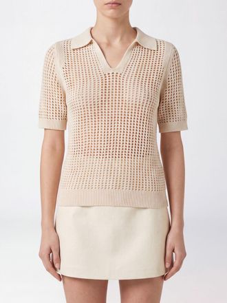 MC2 Saint Barth V-Neck Perforated Knit Cotton Polo Shirt by