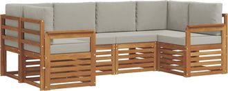 vidaXL Conjunto De Sof&aacute;s De Exterior 6 Uds. Gris Natural Y Claro Vidaxl