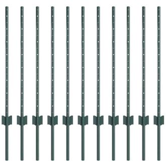vidaXL Postes De Cerca 11 Pcs Verde 80 Cm Acero Vidaxl