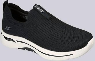 Skechers Womens Go Walk Arch Fit Iconic Shoes In Black/white