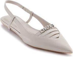 DKNY Mikado Slingback Pointed Toe Flat in Soft White at Nordstrom Rack, Size 6.5