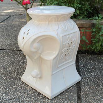 International Caravan Inc Antique White Contemporary Elephant Ceramic Garden Stool